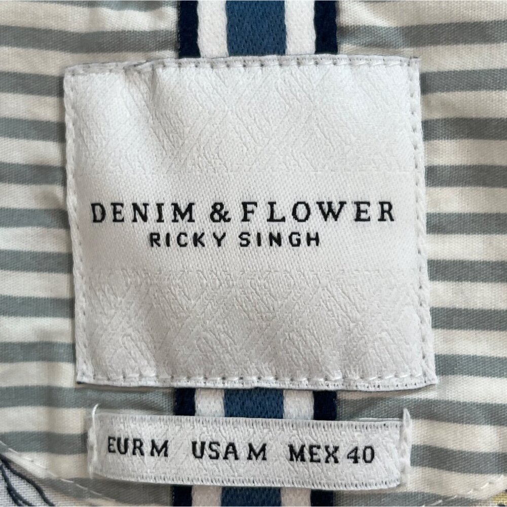 Denim & Flower Ricky Singh Floral Short Sleeve Button-Up Shirt White/Blue/Yellow - Picture 4 of 7
